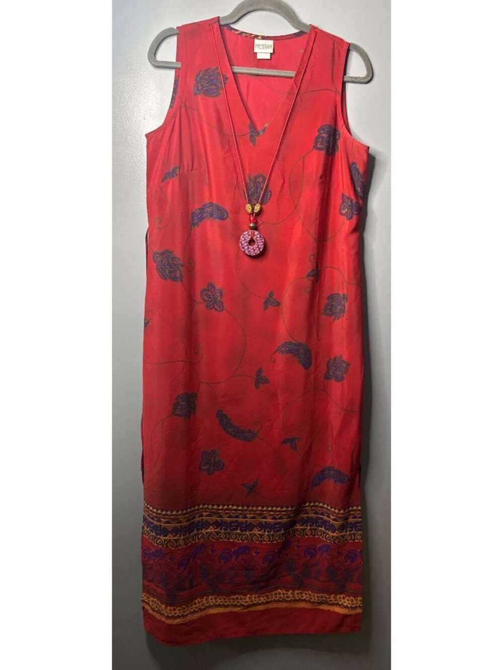 Carolina Colours Maxi Dress 12 Red Purple Floral Boho Cottagecore dark romantic